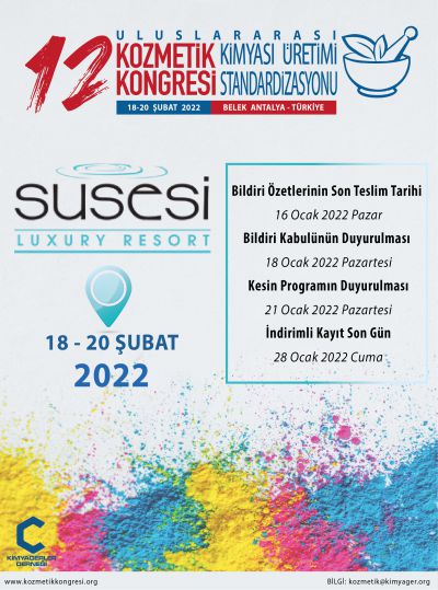 12'ncisi yapılacak olan Kozmetik Kongresi 18-20 Şubat tarihleri arasında gerçekleşecek